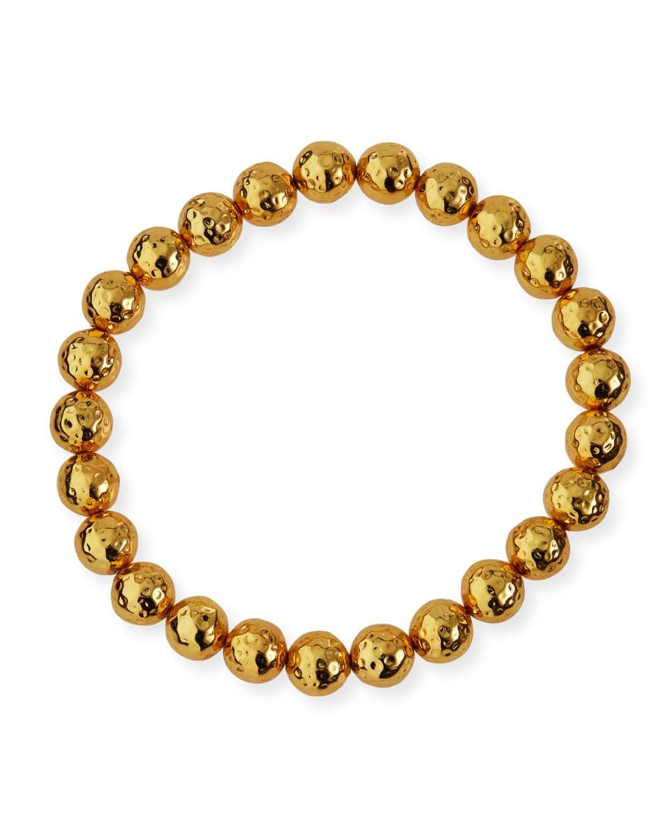 Hammered Gold Beaded Stretch Bracelet